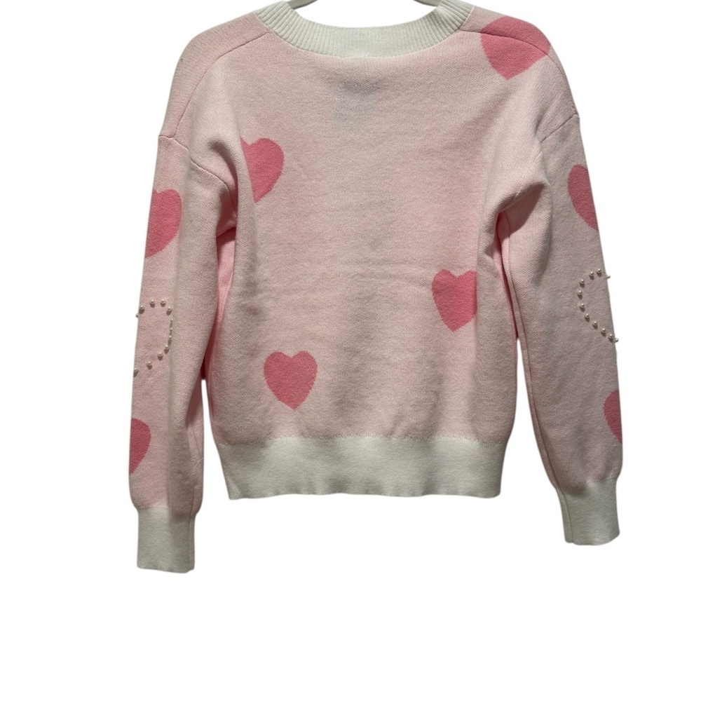 Nanette Lepore Women’s Pink Heart Pearl Beaded Sweater Size Small - Picture 5 of 5